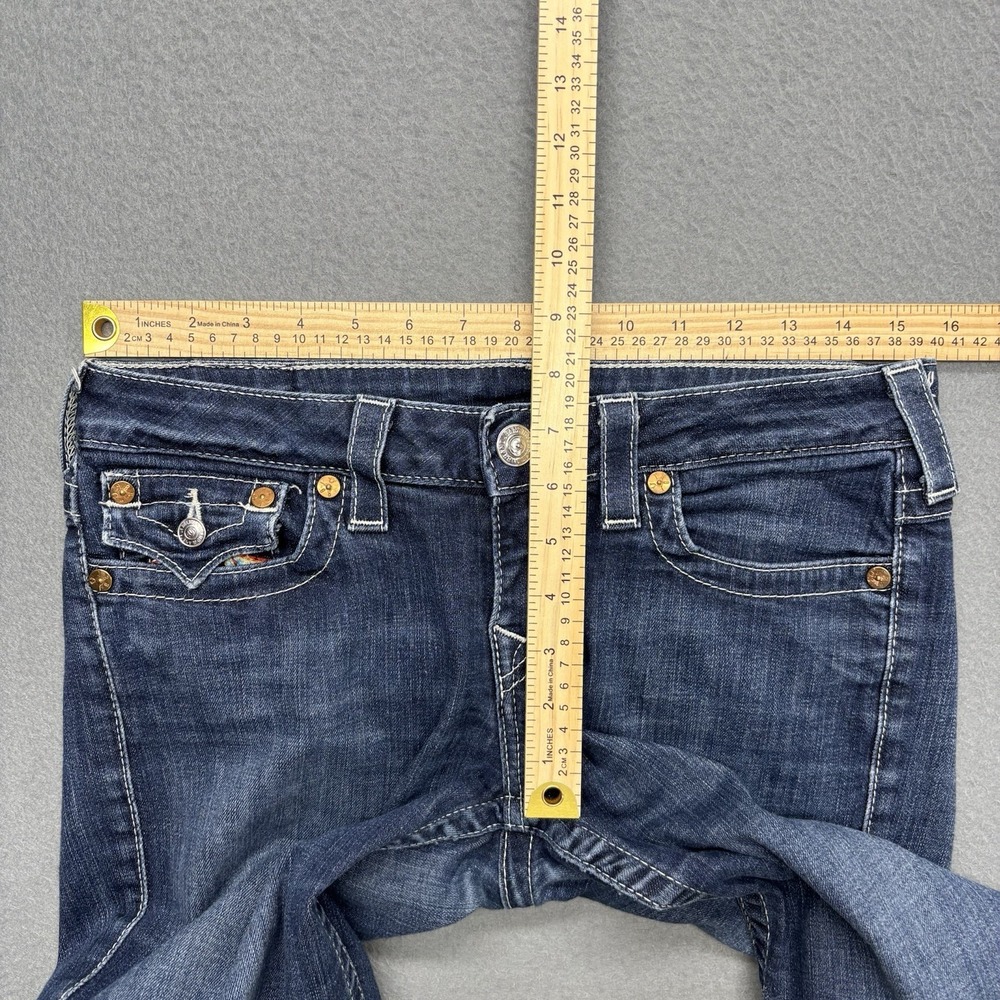 True Religion Jeans Womens 29 Blue Low Rise Dark Wash Rainbow Pockets Y2K USA - Picture 9 of 15